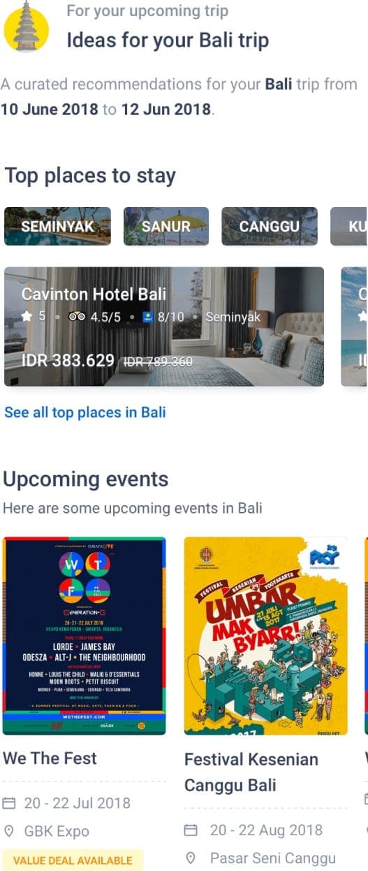 Tiket.com feature showcase 2