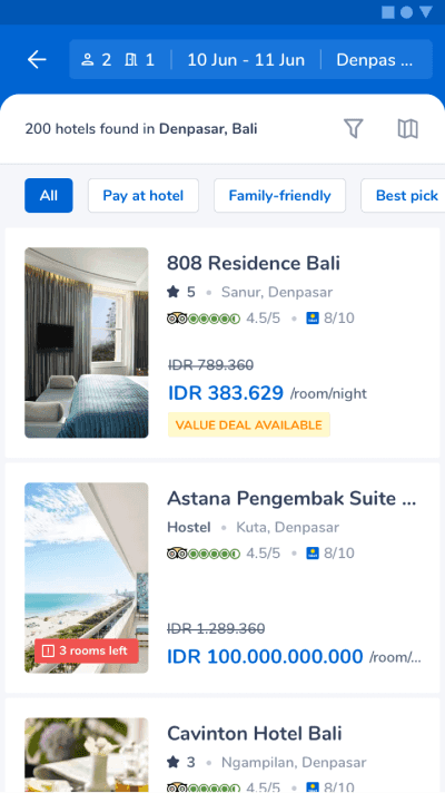 Tiket.com flight booking interface